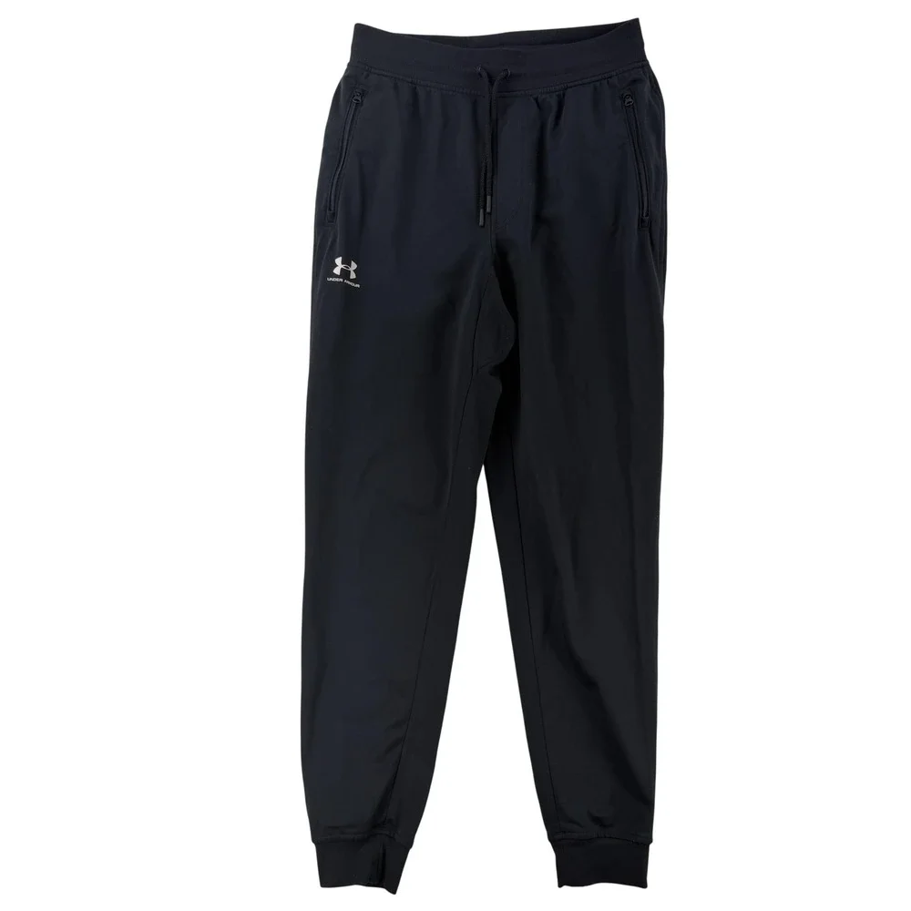 Under‎ Armour Pants Mens Medium Black Knit Jogger Zip Pockets Loose Fit Athletic